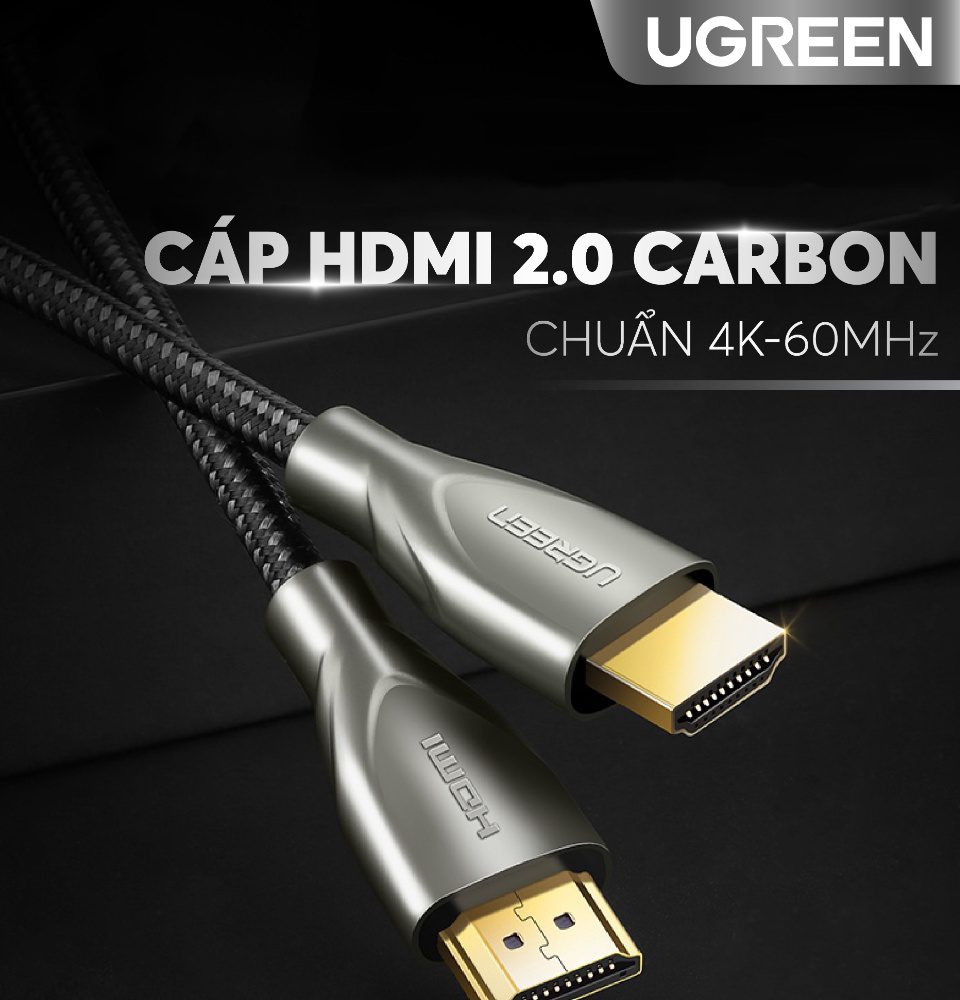 Cáp HDMI 2.0 UGREEN HD131 Dây Carbon chuẩn 4K/60Hz dài từ 1-5m UGREEN HD131