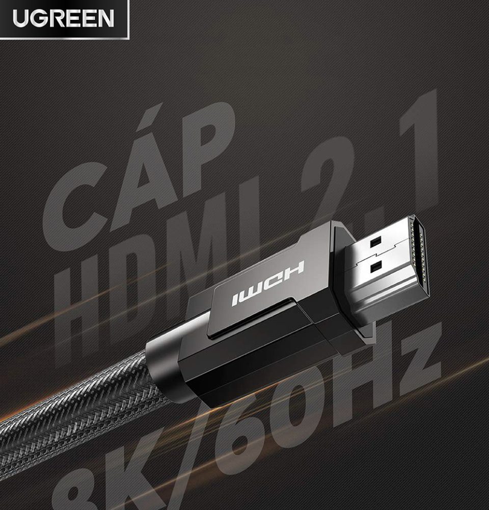 cap hdmi 21 ugreen hd135 ho tro phan giai 8k 60hz truyen tai tin hieu khong suy hao vo hop kim chong nhieu tot