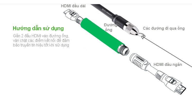 Cáp HDMI sang DIN 19P UGREEN HD125 - Giao diện USB 2.0 tốc độ truyền tải 480Mbps, độ dài 10-20m cho công trình