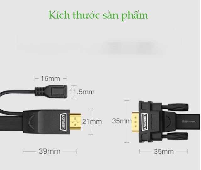 Cáp HDMI sang VGA UGREEN MM117 dài 1.5m