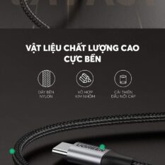 Cáp sạc nhanh PD60W UGREEN US255 - Đầu bẻ vuông góc chống gập gãy, Sạc nhanh chuẩn Quick Charge 3.0 dòng 3A