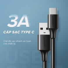 Cáp sạc nhanh Type C UGREEN US287 - Dòng sạc tối đa 3A, tương thích rộng với nhiều dòng điện thoại khác nhau