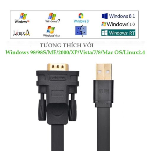 Cáp USB 2.0 sang cáp COM RS232 dài 2m UGREEN CR107 20218