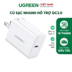 Củ sạc nhanh 20W UGREEN CD137 - Trắng, Chăm cắm US gấp, Không kèm dây