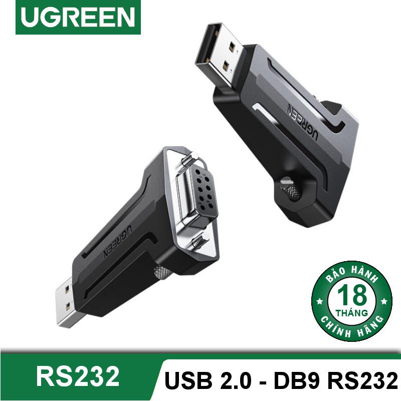 Đầu chuyển USB 2.0 sang COM DP9 RS 232 UGREEN 80111 - Tốc độ truyền 1Mbps - Đầu mạ Niken cao cấp