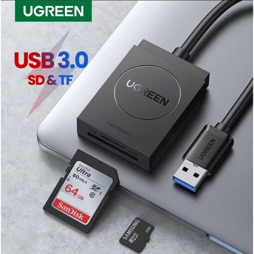 Đầu đọc thẻ UGREEN CR127 hỗ trợ thẻ TF và SD đầu vào USB 3.0