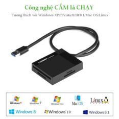 Đầu đọc thẻ USB3.0 UGREEN 30231 Hỗ trợ thẻ TF/SD/CF/MS dài 1m