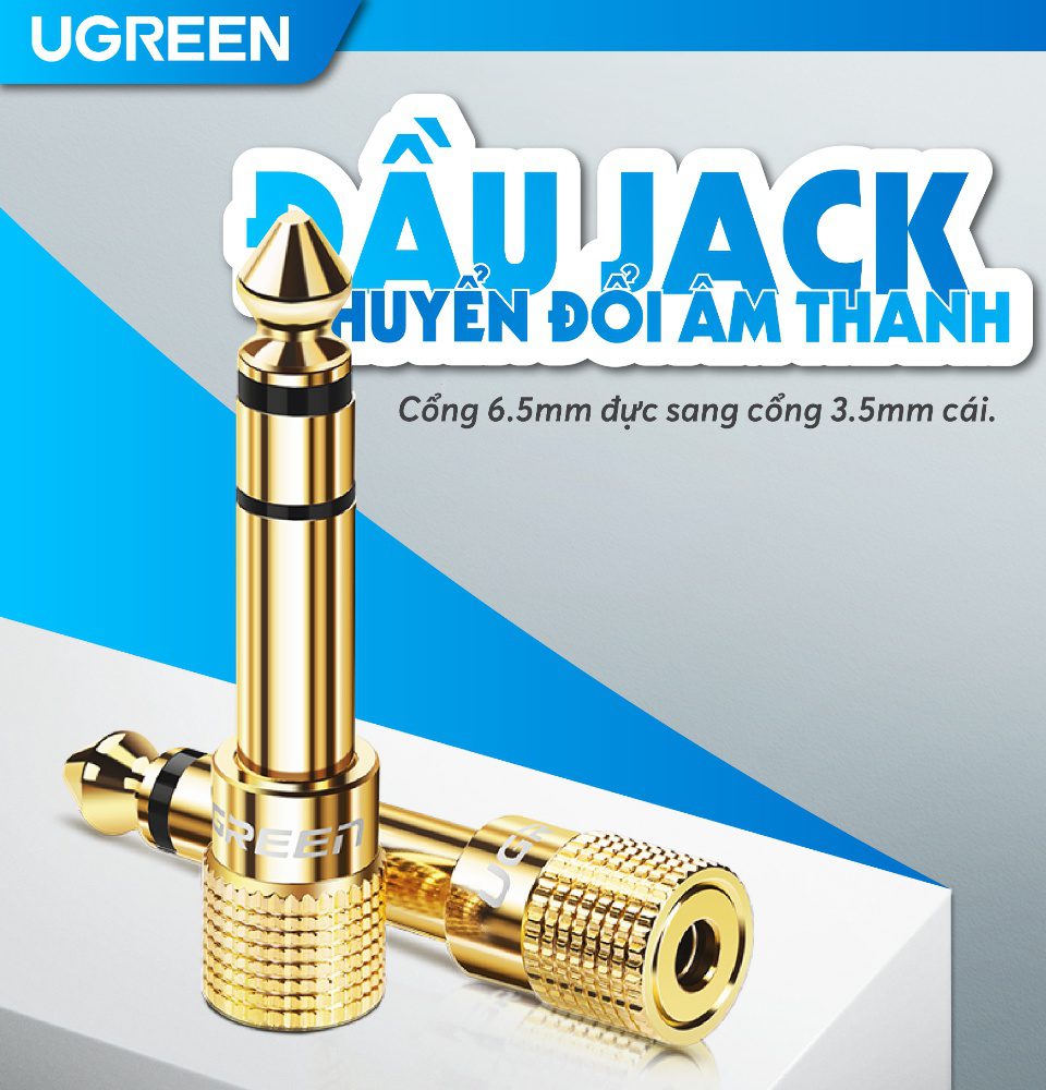 Đầu jack chuyển đổi âm thanh từ cổng 3.5mm cái sang cổng 6.5mm đực chính hãng UGREEN 20503