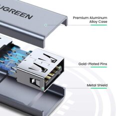 Đầu nối USB 3.0 UGREEN 20119 - Chất liệu hợp kim tản nhiệt tốt - Tốc độ truyền lên đến 5G - Thiết kế nhỏ gọn, dễ sử dụng