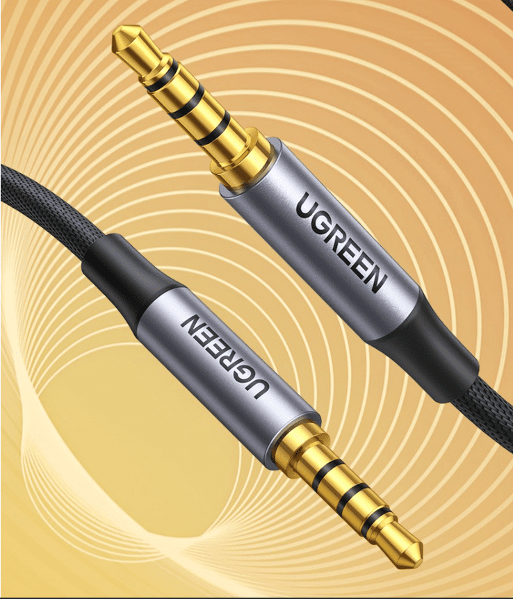 Dây âm thanh 3.5mm UGREEN AV183 - 2 đầu giắt kết nối mạ vàng, vỏ bện vải mềm mại, dài 1.5m