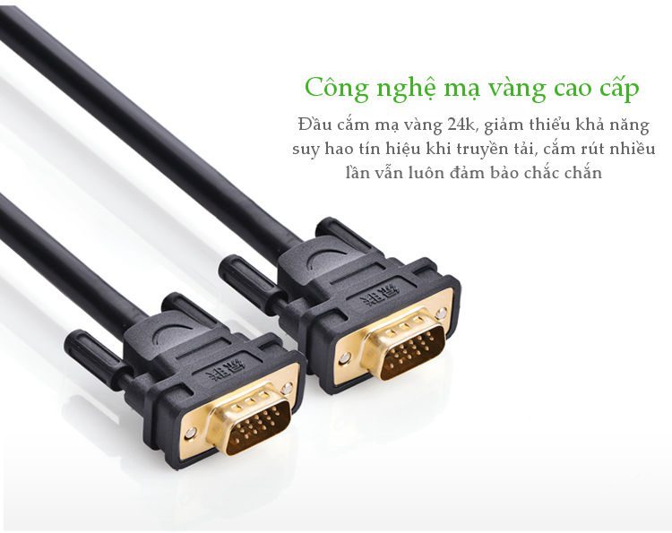 Dây cáp kết nối VGA HDB 15 đực sang HDB 15 đực dài từ 1-30M UGREEN VG101 VG105