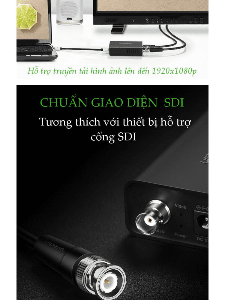 Dây cáp tín hiệu SDI UGREEN SP103 Dùng kết nối với các thiết bị video chuyên nghiệp như Máy quay, Camera...