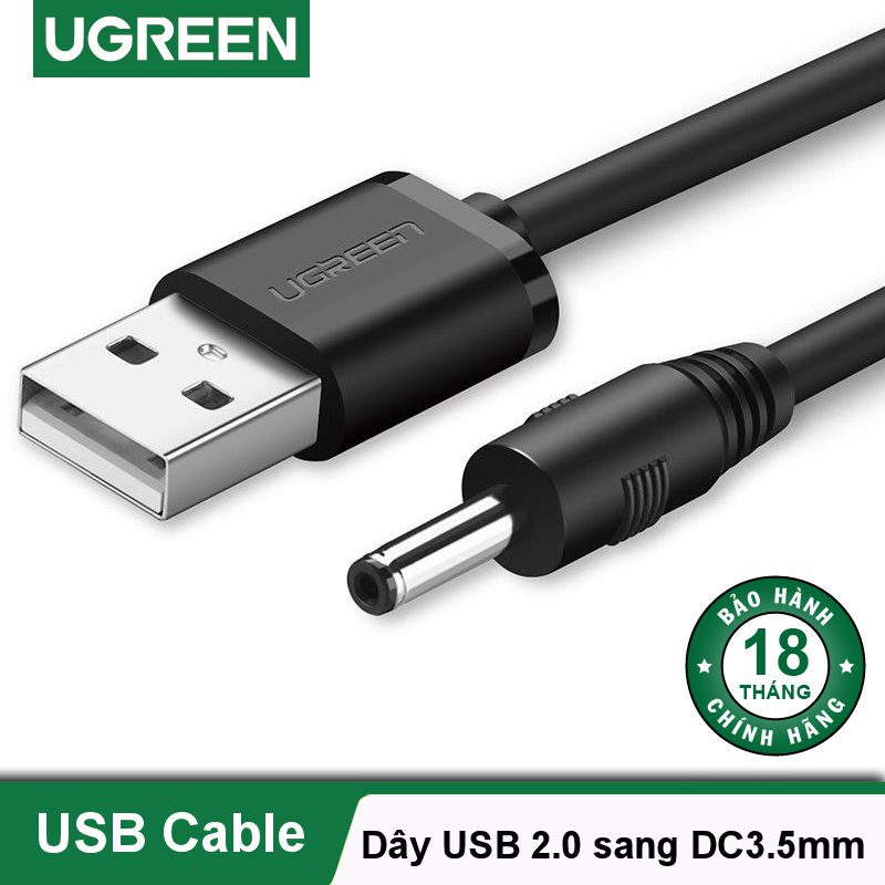 Dây chuyển nguồn UGREEN US277 - Chuyển USB 2.0 sang DC 3.5mm, dây dẫn thuần đồng chất lượng cao