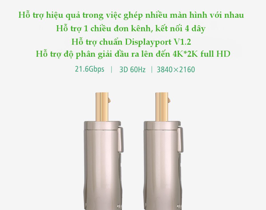 Dây DisplayPort 1.2 UGREEN DP107 - Hỗ trợ 3D 4Kx2K@60Hz