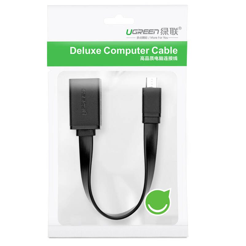 Dây Micro USB 2.0 OTG dạng dẹt dài 15cm UGREEN US126 10821 (màu đen)