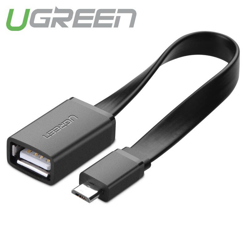 Dây Micro USB 2.0 OTG dạng dẹt dài 15cm UGREEN US126 10821 (màu đen)