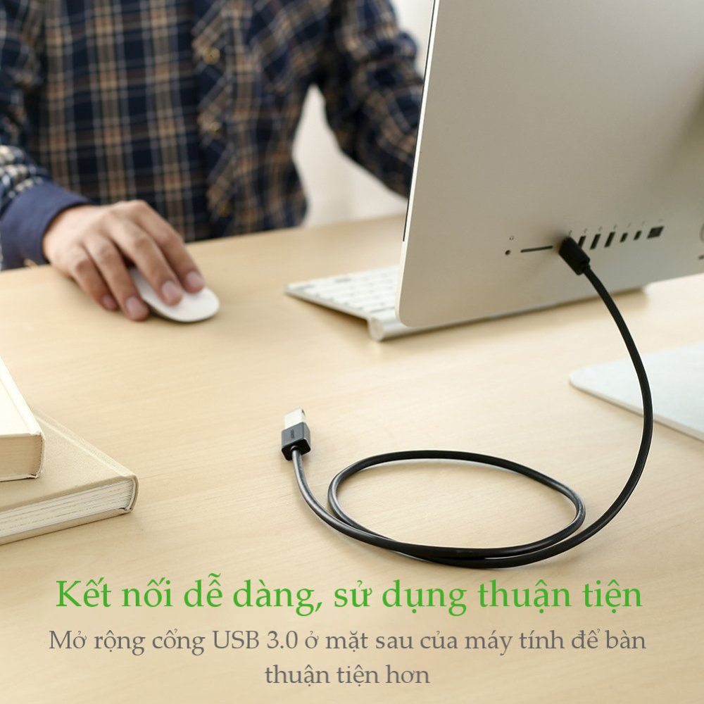 Dây nối dài USB 3.0 dạng dây dẹt và tròn, dài 1-3M, tốc độ truyền tải lên đến 5Gbps UGREEN US129