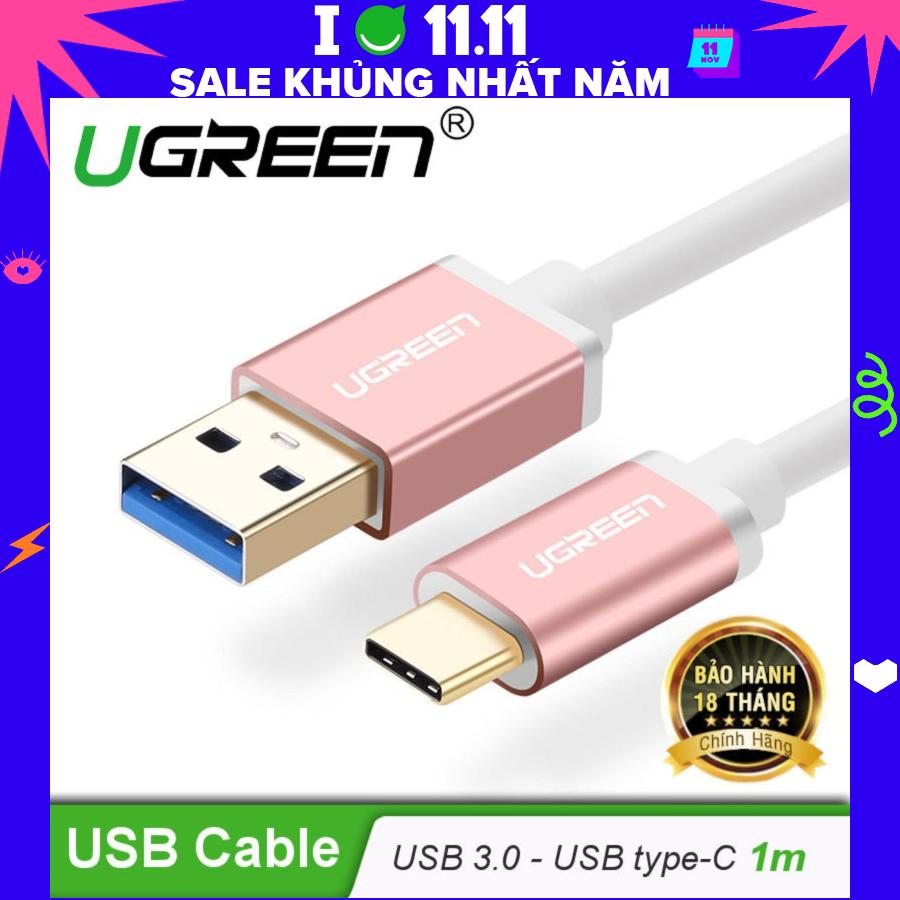 Dây USB 3.0 đầu đực sang USB type C đầu đực chính hãng UGREEN US187 30538 (màu hồng)(Hồng)