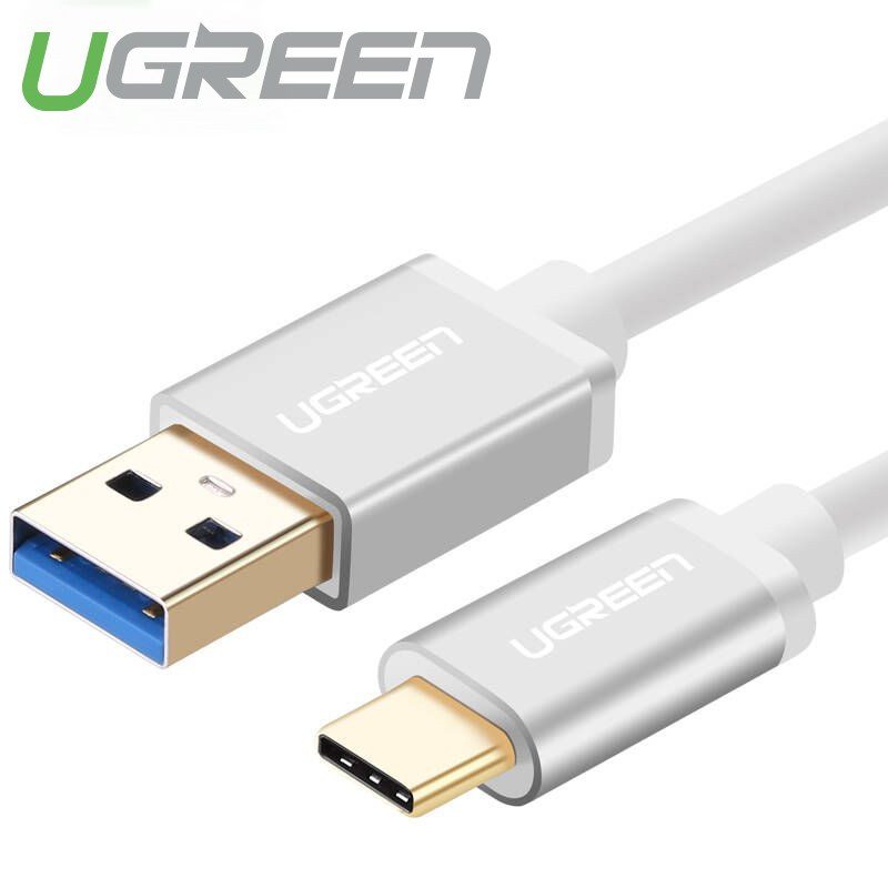 Dây USB 3.0 đầu đực sang USB type C đầu đực dài 1m chính hãng UGREEN US187 30466 (màu trắng bạc)(Bạc) – Ugreen Việt Nam