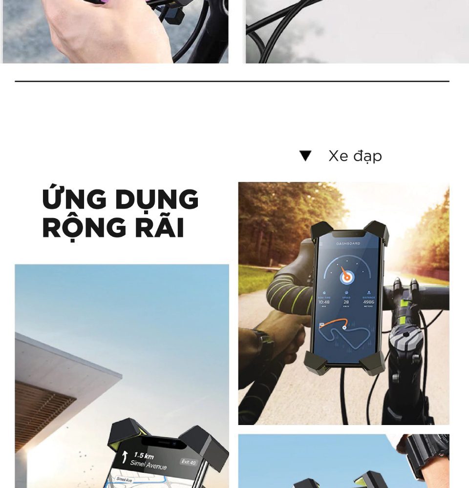 Giá đỡ điện thoại UGREEN LP116 - Xoay góc 360 độ, kích thước màn hình 4.6 - 6.5 inch - Chống shock, rung lắc, chuyên dùng cho xe đạp