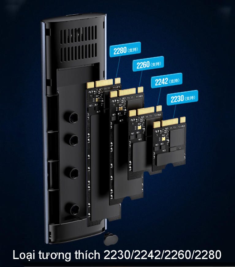 Hộp đựng ổ cứng SSD NVME PCle M.2 M-Key và M+B Key UGREEN CM400 - Tốc độ truyền đến 10Gbps - Vỏ hợp kim tản nhiệt tốt