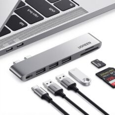 Hub Type C cho MacBook 2 cổng USB-C ra 3 cổng USB3.0-A+SD+TF+PD Ugreen 60560