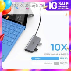 Hub Type C cho MacBook/ Laptop các thiết bị máy tính điện thoại hỗ trợ USB type C truyền âm thanh hình ảnh UGREEN 40873 50538 50539 70411 50209 50319 50516 50771 60557 50990 50989 50210 20197 - HDMI + LAN + PD + USBx3 Màu Xám 6-in-1