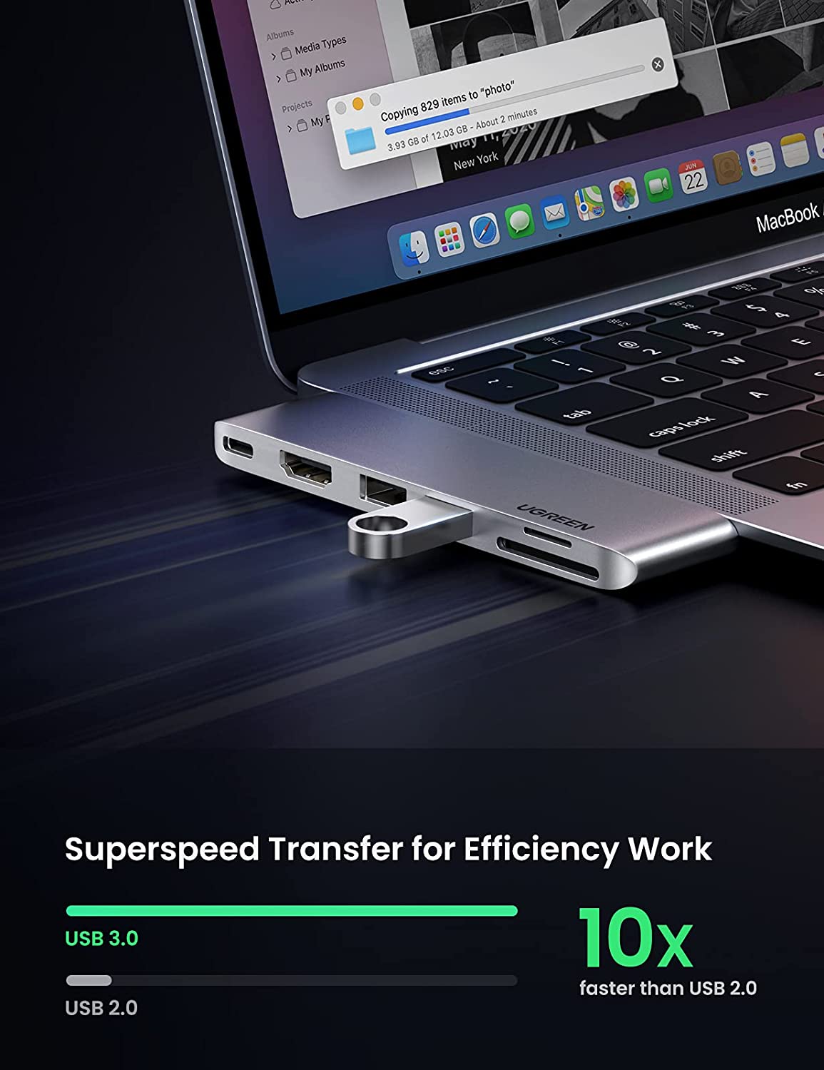 Hub Ugreen MacBook cổng USB 3.0