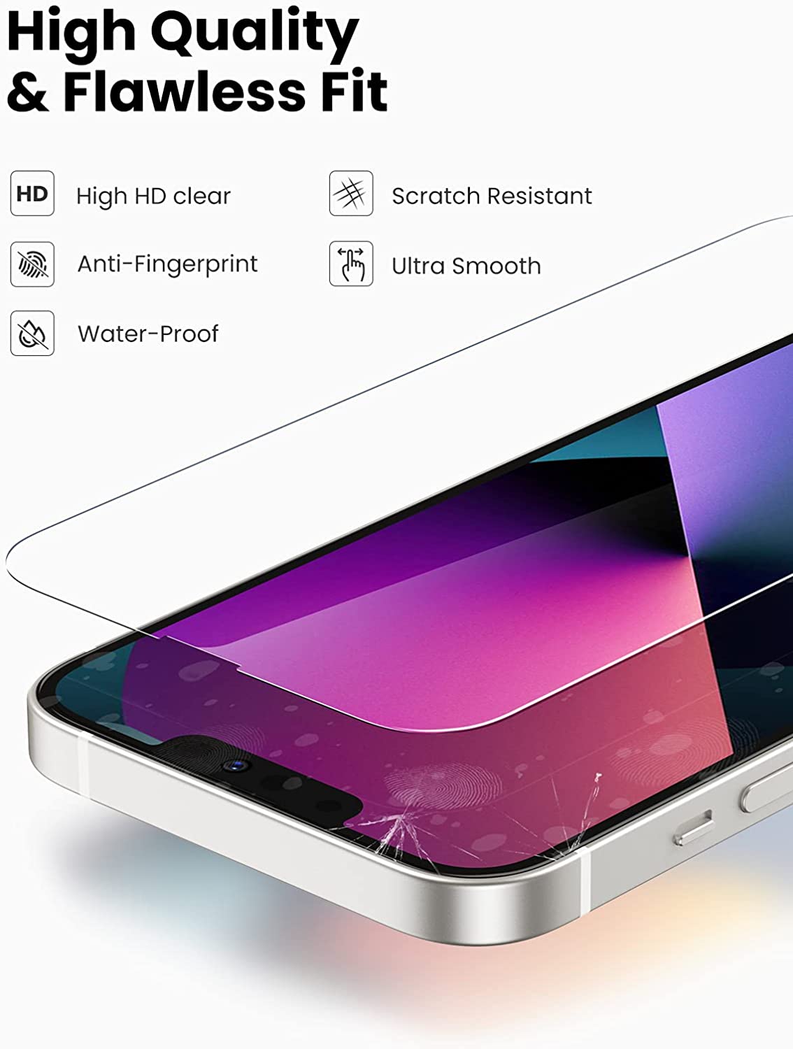 Kính cường lực UGREEN SP207 - Dành cho iPhone Pro Max, kích thước 6.7inch - Độ cứng 9H chống xước, bám vân tay - Đi kèm bộ phụ kiện tự lắp đặt