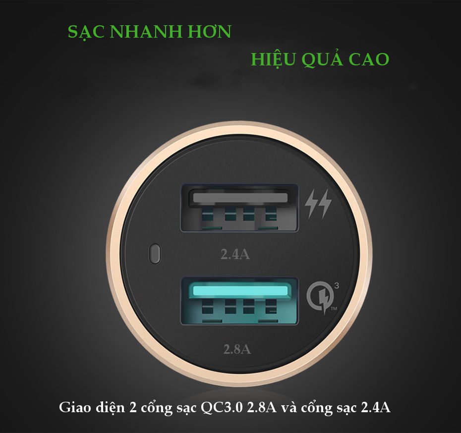 Tẩu sạc điện thoại/máy tính bảng (1 cổng QC3.0) danh riêng trên ô tô UGREEN CD130 30514