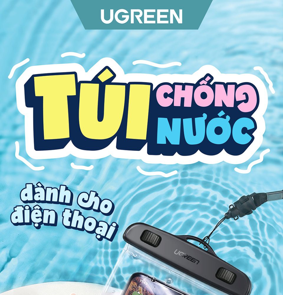 tui dung dien thoai chong nuoc ugreen 60959 chong nuoc cao ipx 8 dung duoc cho do sau 10m tuong thich voi man hinh 4 65inch 2