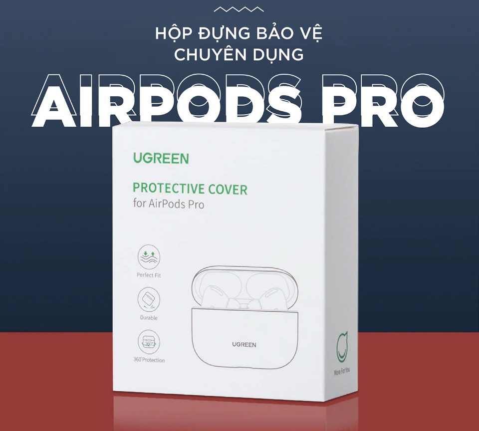 Vỏ case đựng Airpods Pro UGREEN LP234 - Hỗ trợ sạc không dây, chống trầy xước, bám vân tay - Hàng phân phối chính thức