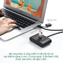 Bộ chia cổng USB 3.0/ Type C sang 4 cổng USB 3.0 UGREEN 40850 - Tốc độ truyền lên đến 5Gbps, đèn led hiển thị hoạt động