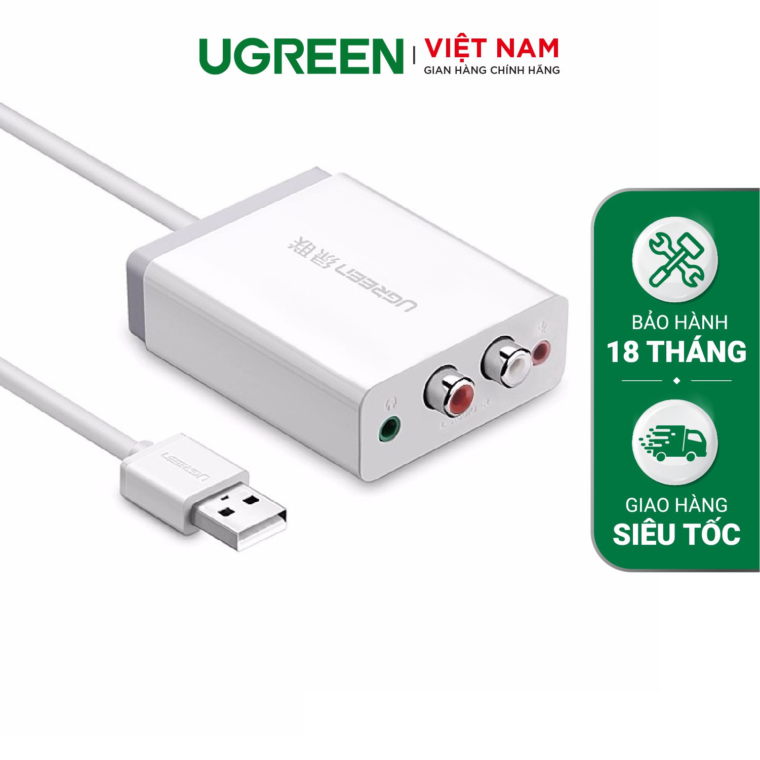 Bộ chuyển âm thanh USB ra 2 đầu 3.5mm (tai nghe+Mic) và 2 đầu hoa sen (RCA) dài 1M UGREEN 30521 – Ugreen Việt Nam