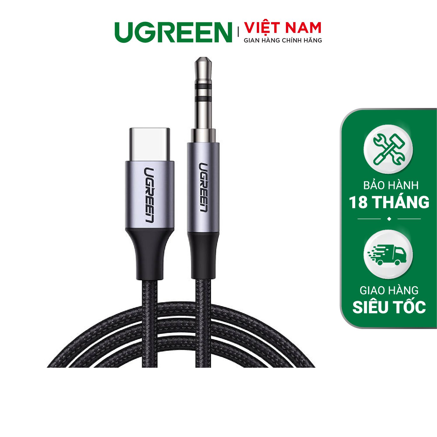 Bộ chuyển đổi âm thanh Hi-Fi Âm thanh nổi loại C sang Aux Tai nghe nam Dây cáp bện phụ trên xe – Ugreen Việt Nam