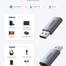 Bộ chuyển đổi âm thanh UGREEN CM383 Từ USB 2.0 sang 3.5mm - Hỗ trợ 2 trong 1 nghe và nói