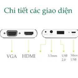 Bộ chuyển đổi đa năng Lightning Micro USB Type-C sang HDMI và VGA cho iphone ipad Android máy tính bảng UGREEN US228