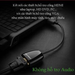 Bộ chuyển đổi HDMI sang VGA UGREEN MM102 Không có Audio, độ phân giải 1920*1080 60Hz (Max) dài 16cm