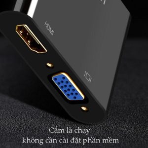 Bộ chuyển đổi HDMI UGREEN CM101 Chuyển sang HDMI/VGA (hỗ trợ nguồn 5V + Audio 3.5mm) dài 30cm