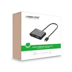 Bộ chuyển đổi HDMI UGREEN CM101 Chuyển sang HDMI/VGA (hỗ trợ nguồn 5V + Audio 3.5mm) dài 30cm