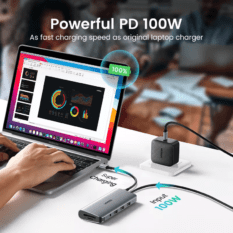 Bộ chuyển đổi Type C sang 3 USB 3.0 + HDMI + VGA + LAN + SD/TF + hỗ trợ nguồn Type C Ugreen 40873