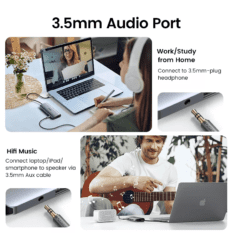 Bộ chuyển đổi Type C sang 3 USB 3.0 + HDMI + VGA + LAN + SD/TF + hỗ trợ nguồn Type C Ugreen 40873