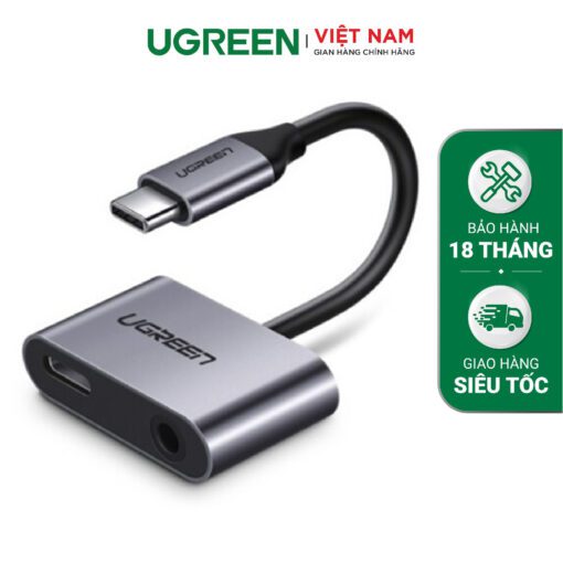 Bộ chuyển đổi Type C sang 3.5mm hỗ trợ cổng sạc USB-C Ugreen 50596 không chip DAC