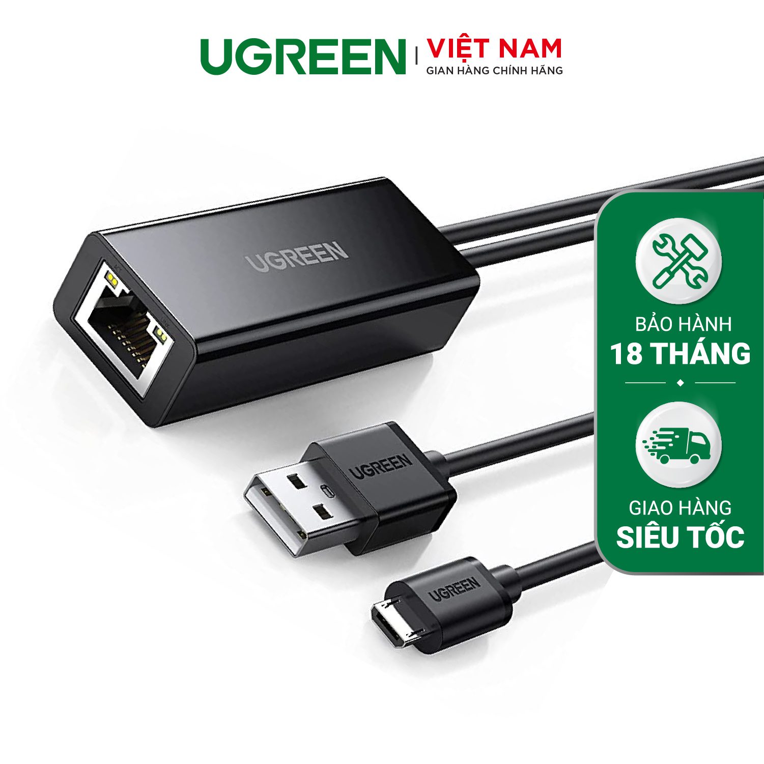 Bộ chuyển đổi USB sang LAN UGREEN 30985 - Tích hợp cổng micro - Tốc độ truyền 100Mbps – Ugreen Việt Nam