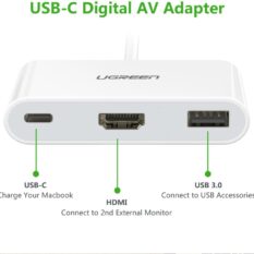 Bộ chuyển đổi USB Type C sang USB 3.0 + HDMI + USB Type C UGREEN 30377 (Màu trắng)