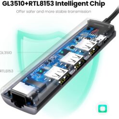 Bộ chuyển USB 3.0 sang LAN, 3*USB 3.0 UGREEN 60812 - Tốc độ mạng 1Gbps, tốc độ truyền dữ liệu 5Gbps