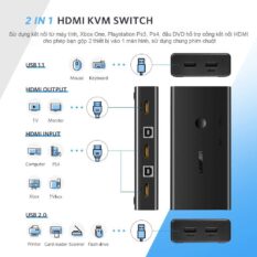 Bộ gộp HDMI KVM UGREEN CM200 - Gộp 2 máy tính dùng chung 1 màn hình, sử dụng chung chuột và bàn phím