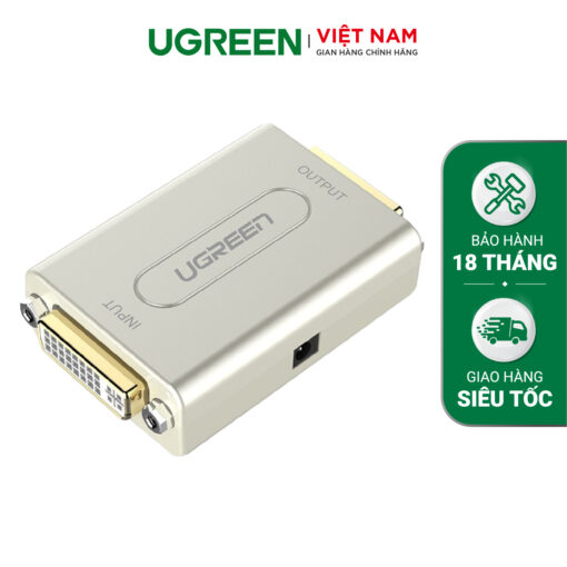 Bộ khuyếch đại + nối dài DVI-I 24+5 1080P độ phân giải cao vỏ hợp kim đầu mạ vàng UGREEN 40266 (màu bạc)