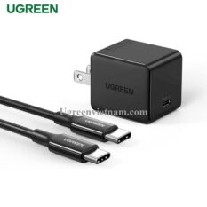 Bộ sạc nhanh kèm cáp sạc 2 đầu Type C 25W Us cáp 2M chân cắm tròn Ugreen CD250 50576