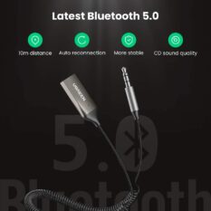 Bộ thu Bluetooth 5.0 UGREEN CM309 - Tích hợp mic đàm thoại trên ô tô - Kết nối đồng thời 2 thiết bị hỗ trợ nghe và gọi